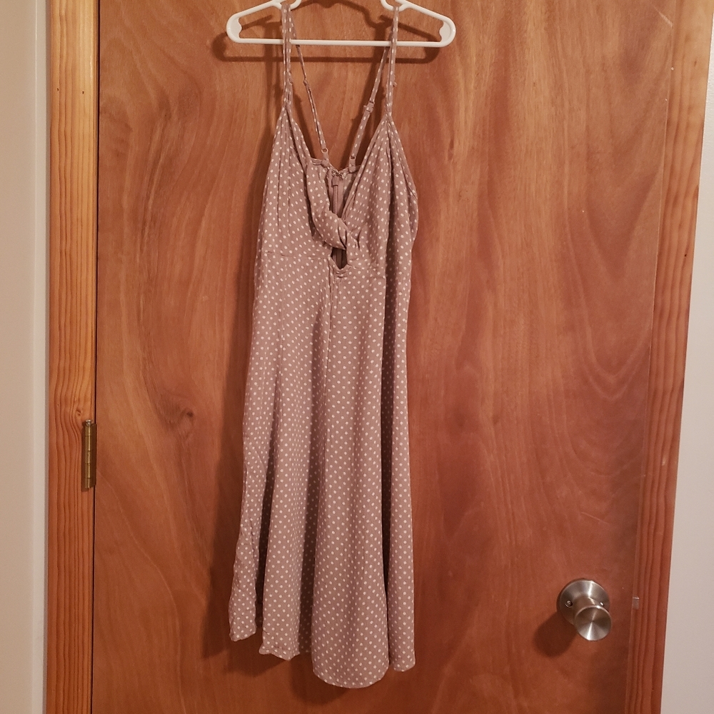 Beige with white polka dot dress